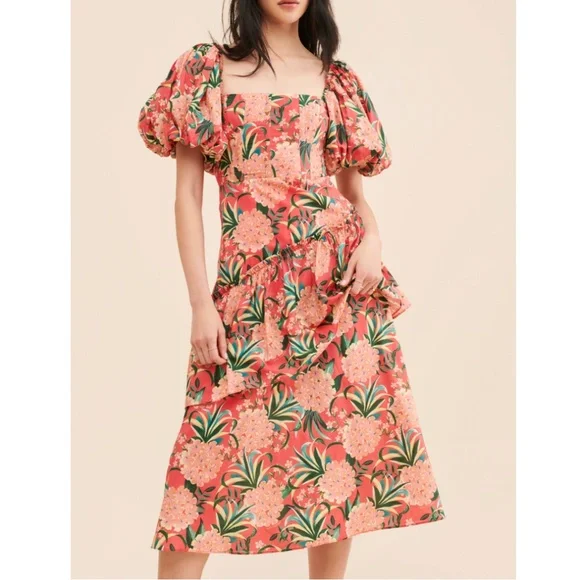 NWT | FARM Rio Pineapple Bloom Midi Dress | Size XL - Picture 5 of 7